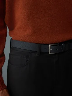 Charcoal Grey Straight Fit Smart Brushed Cotton TENCEL™ Lyocell Blend Chinos With Belt