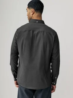 Charcoal Grey Stretch Oxford Long Sleeve Shirt