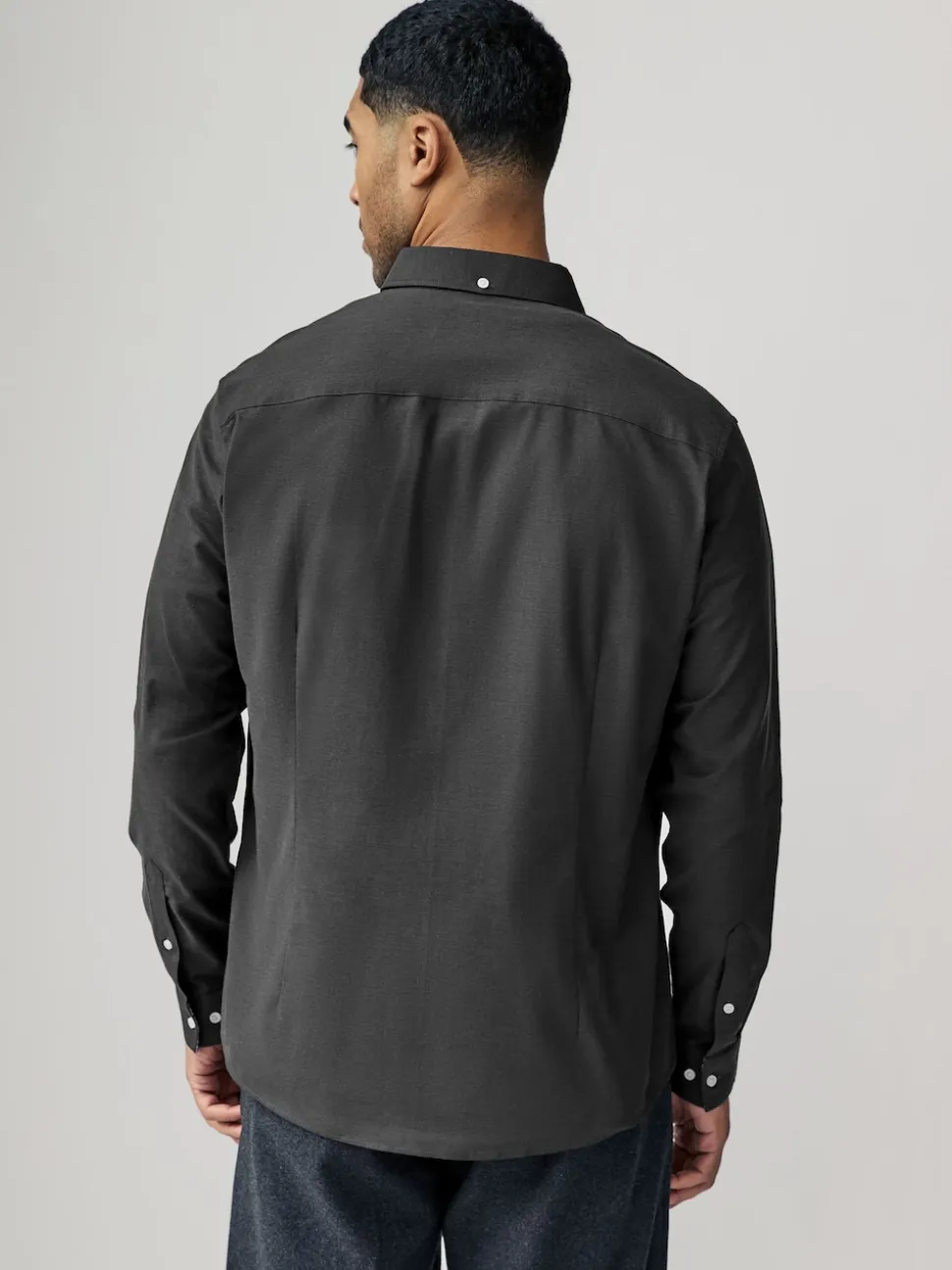 Charcoal Grey Stretch Oxford Long Sleeve Shirt