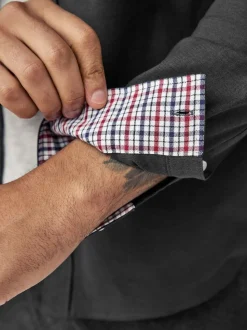 Charcoal Grey Stretch Oxford Long Sleeve Shirt