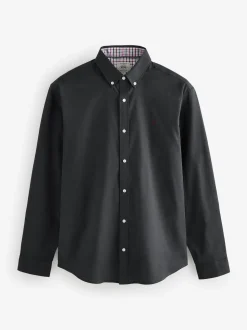 Charcoal Grey Stretch Oxford Long Sleeve Shirt