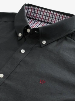 Charcoal Grey Stretch Oxford Long Sleeve Shirt