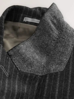Charcoal Grey Tailored Fit Tailored Fit Signature Empire Mills 100% British Wool Stripe Suit Jacket