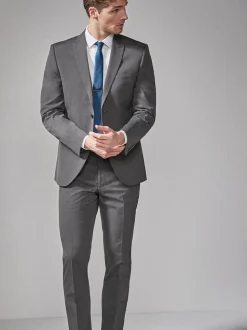 Charcoal Grey Tailored Fit Two Button Suit Jacket