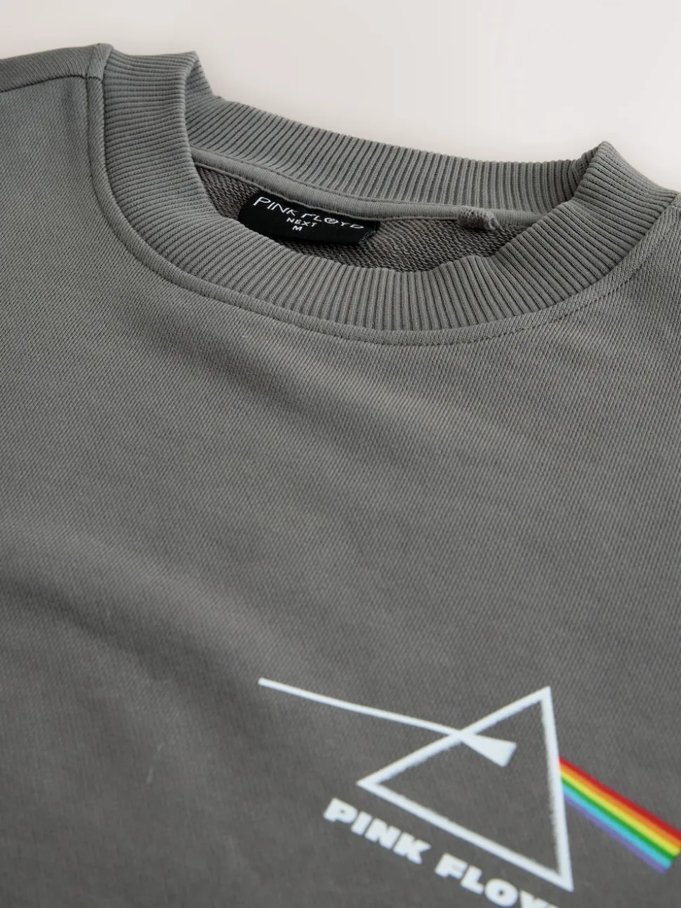 Charcoal Grey Washed Pink Floyd Licence Graphic Crew Sweatshirt
