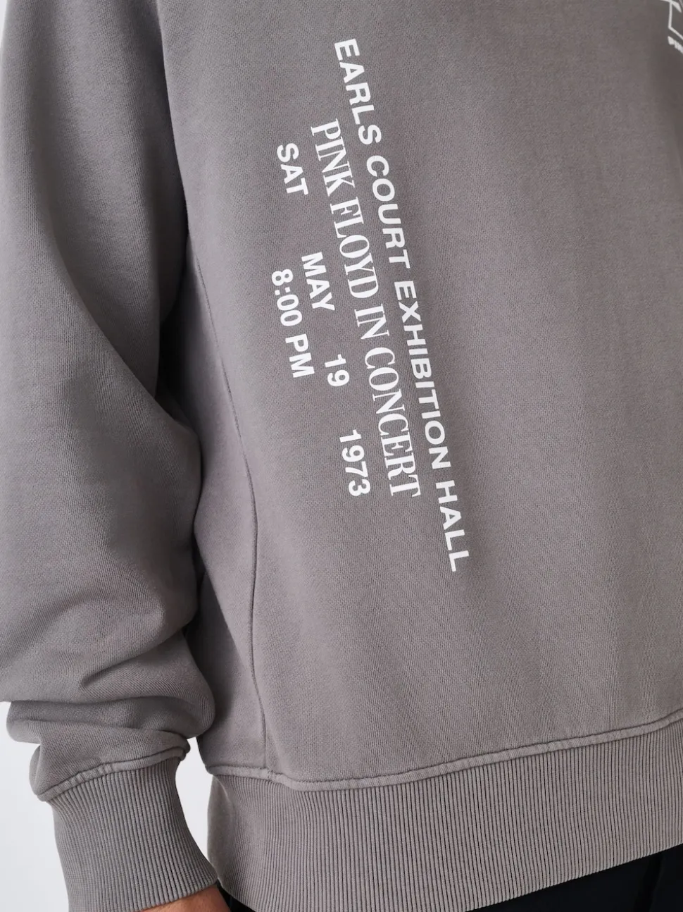 Charcoal Grey Washed Pink Floyd Licence Graphic Crew Sweatshirt