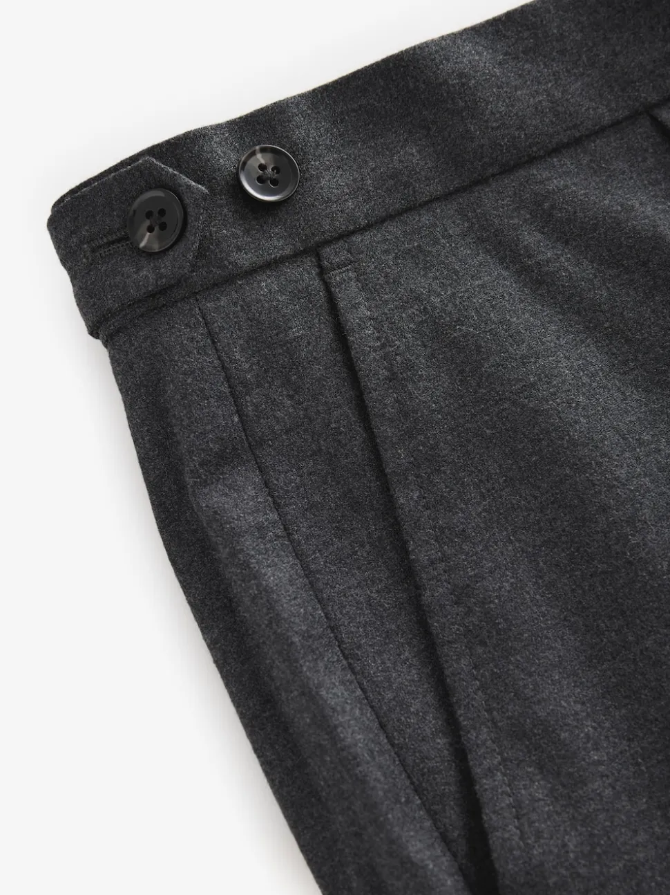 Charcoal Grey Wool Rich Smart Textured Trousers With Side Adjusters
