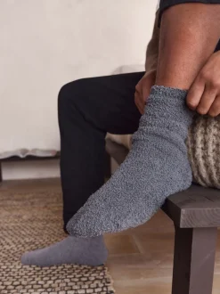 Charcoal/Light Grey Fluffy Socks 2 Pack