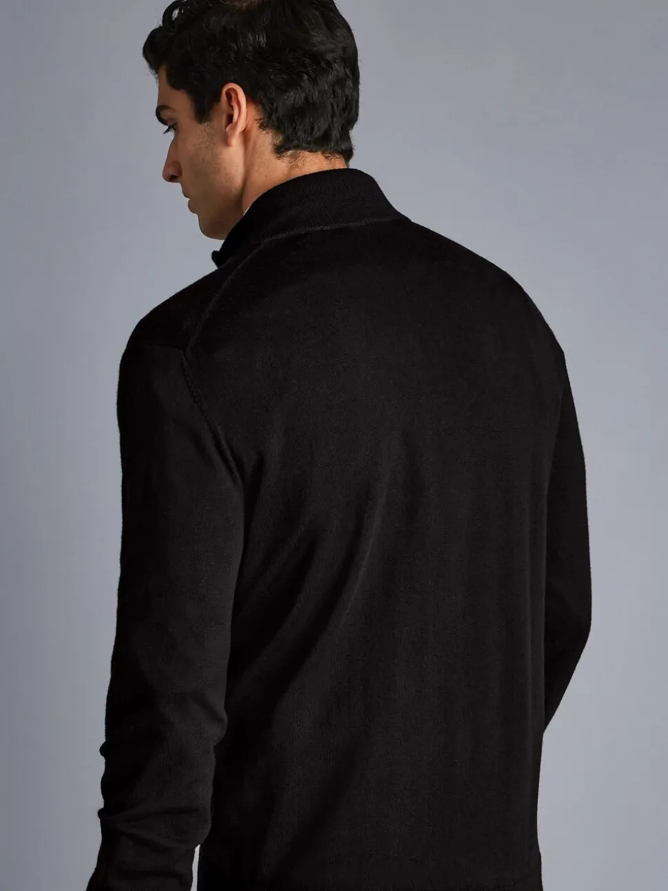 Charles Tyrwhitt Black Pure Merino Quarter Zip Jumper