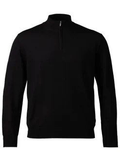 Charles Tyrwhitt Black Pure Merino Quarter Zip Jumper