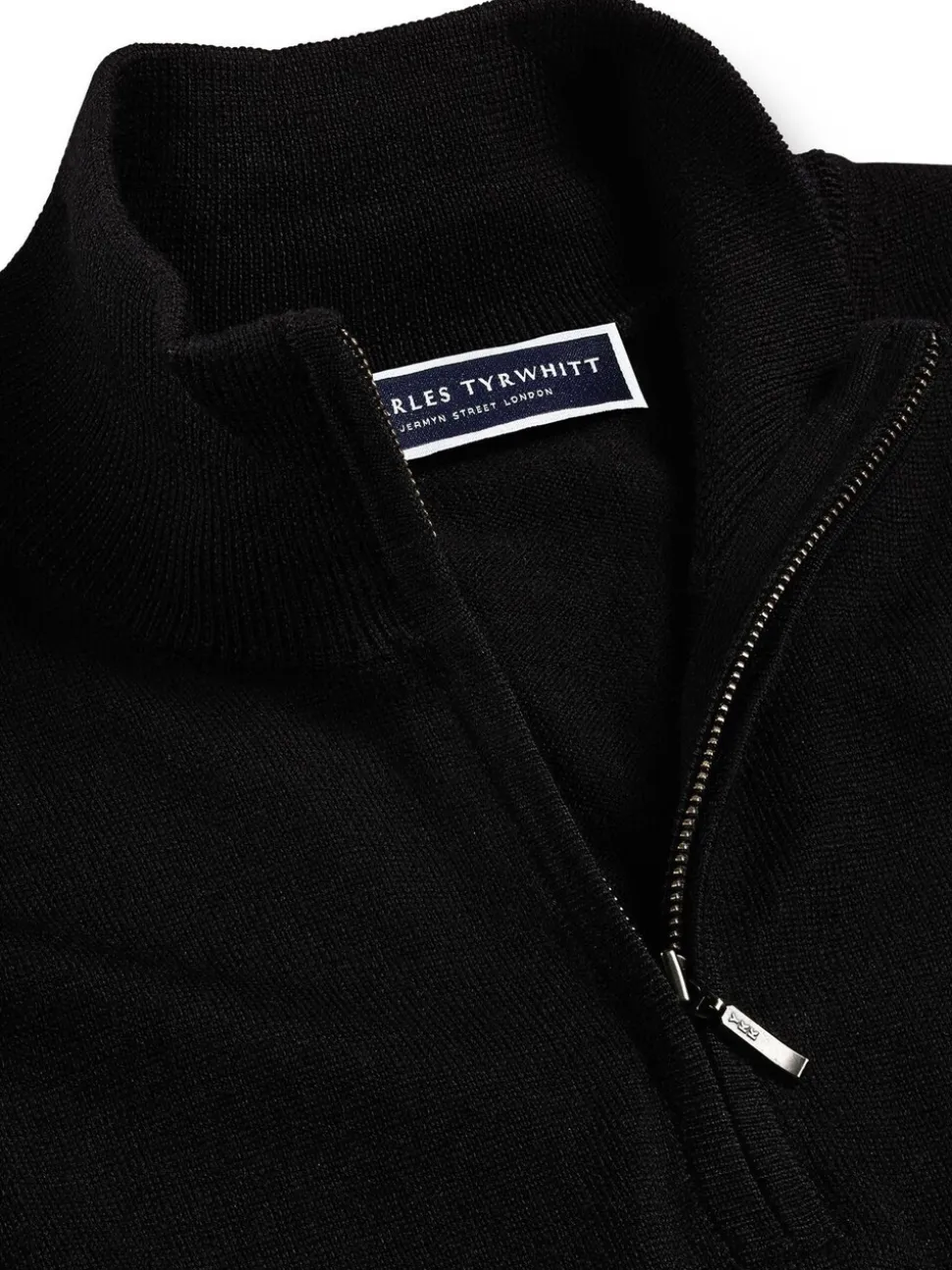 Charles Tyrwhitt Black Pure Merino Quarter Zip Jumper