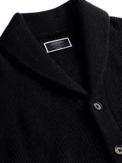 Charles Tyrwhitt Blue Chunky Merino Shawl Neck Cardigan