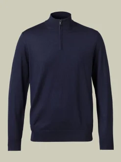 Charles Tyrwhitt Blue Merino Zip Neck Jumper