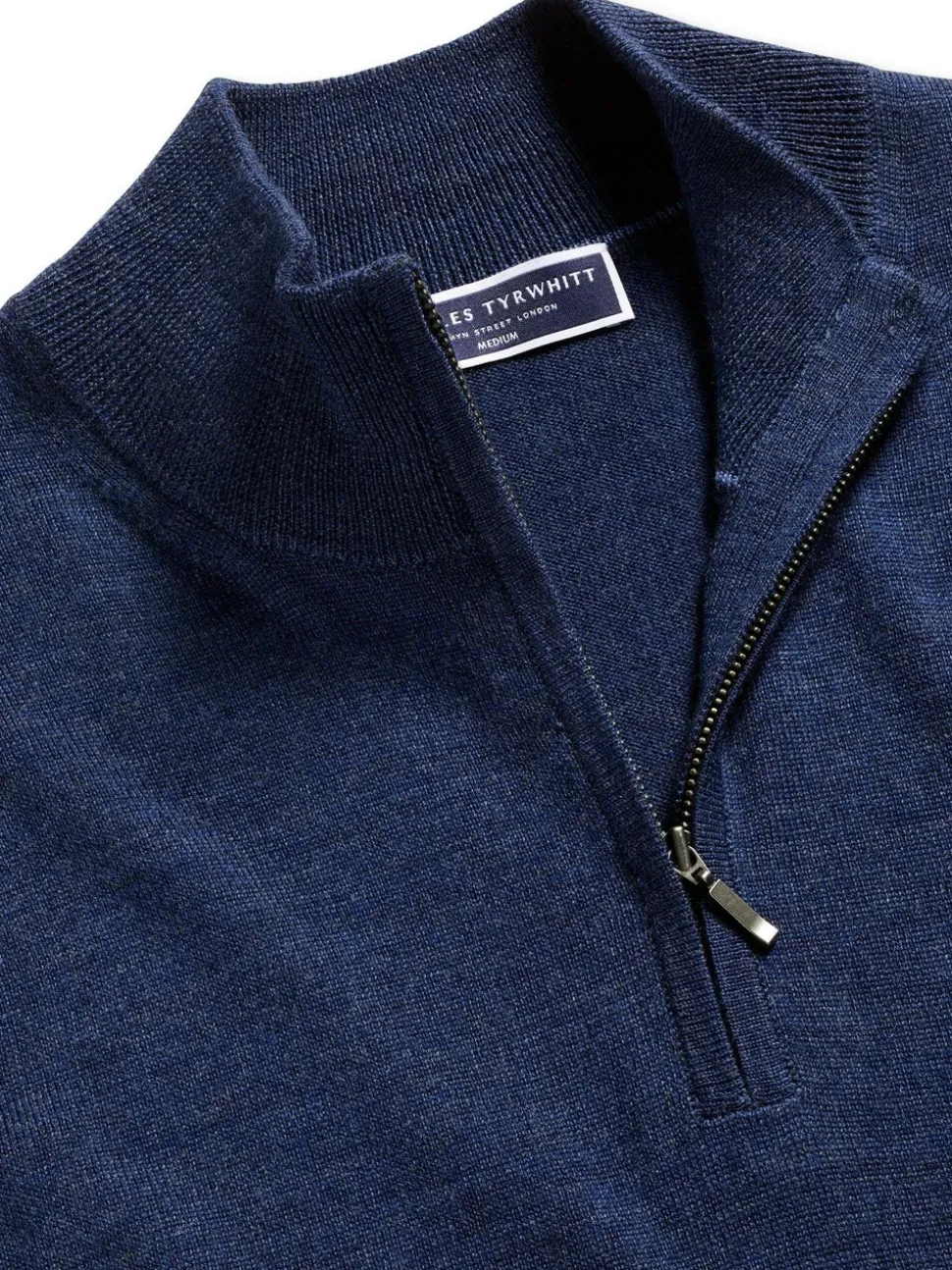 Charles Tyrwhitt Blue Pure Merino Quarter Zip Jumper