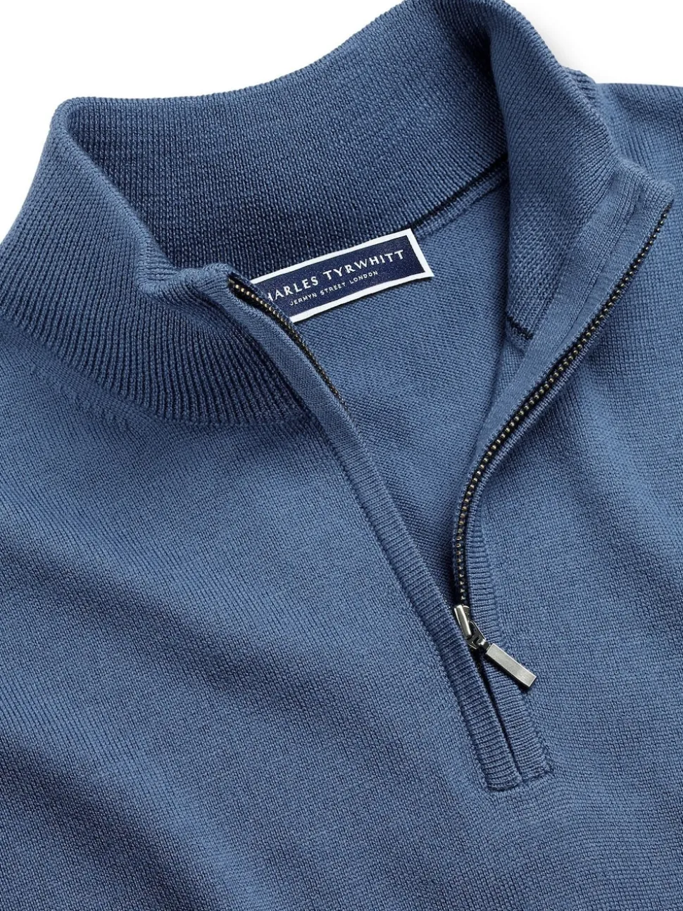 Charles Tyrwhitt Blue Pure Merino Quarter Zip Jumper