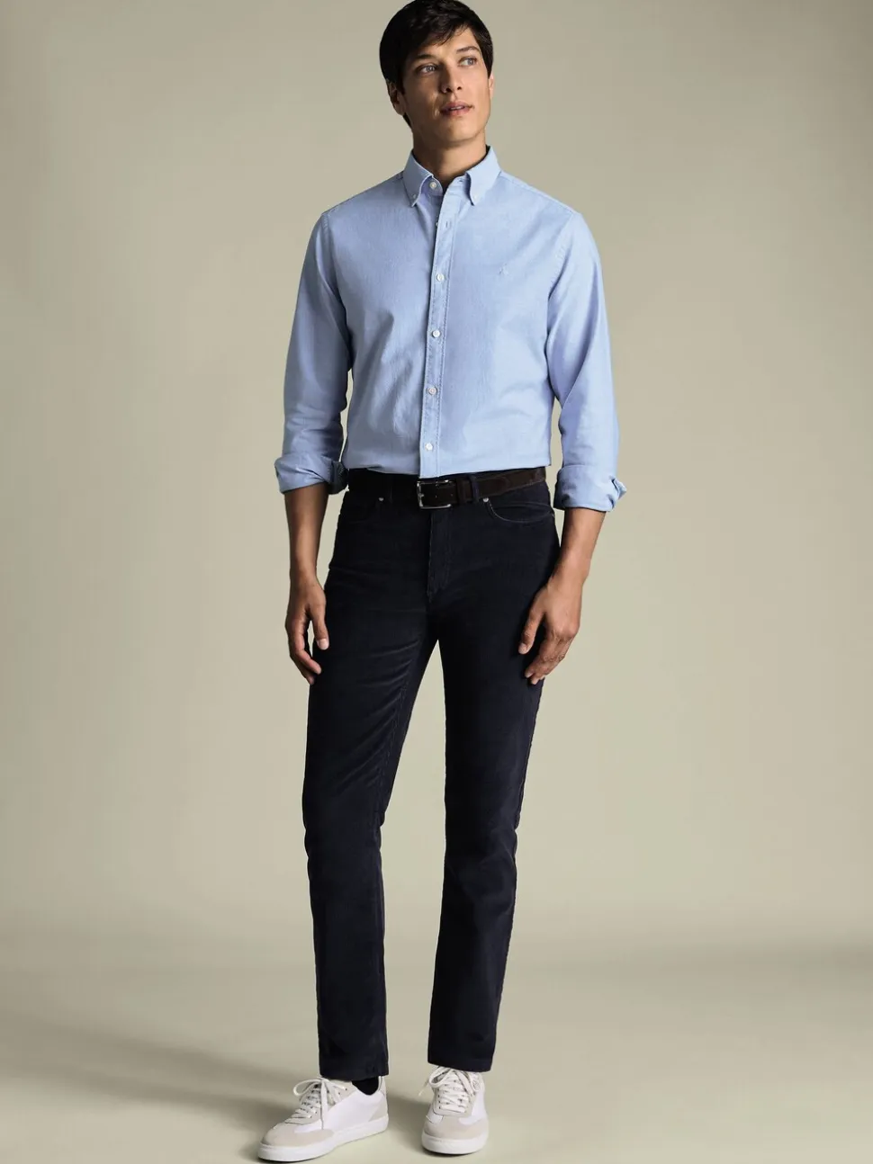 Charles Tyrwhitt Blue Slim Fit 5 Pocket Corduroy Jeans
