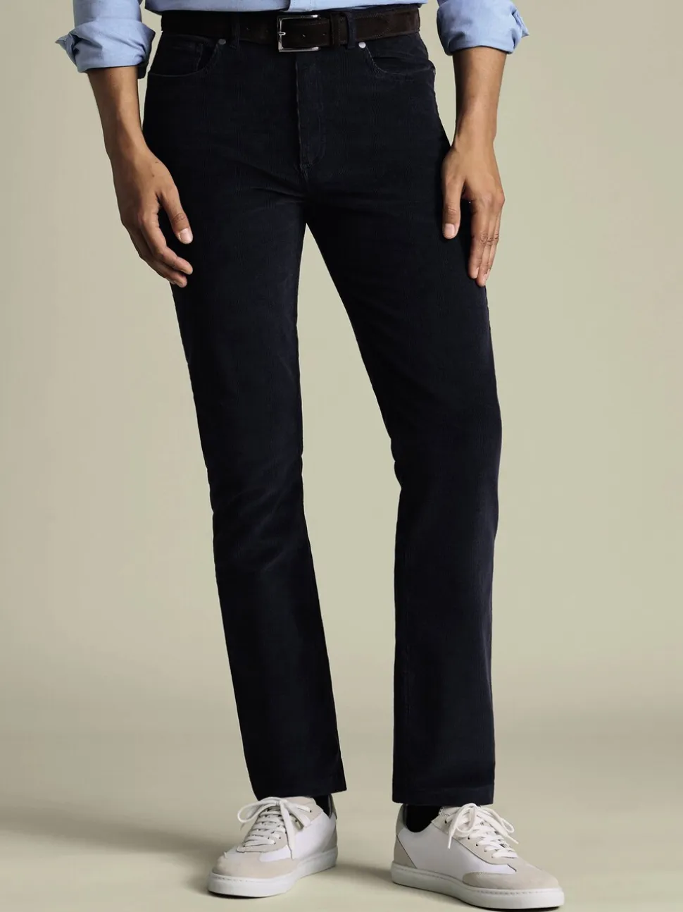 Charles Tyrwhitt Blue Slim Fit 5 Pocket Corduroy Jeans