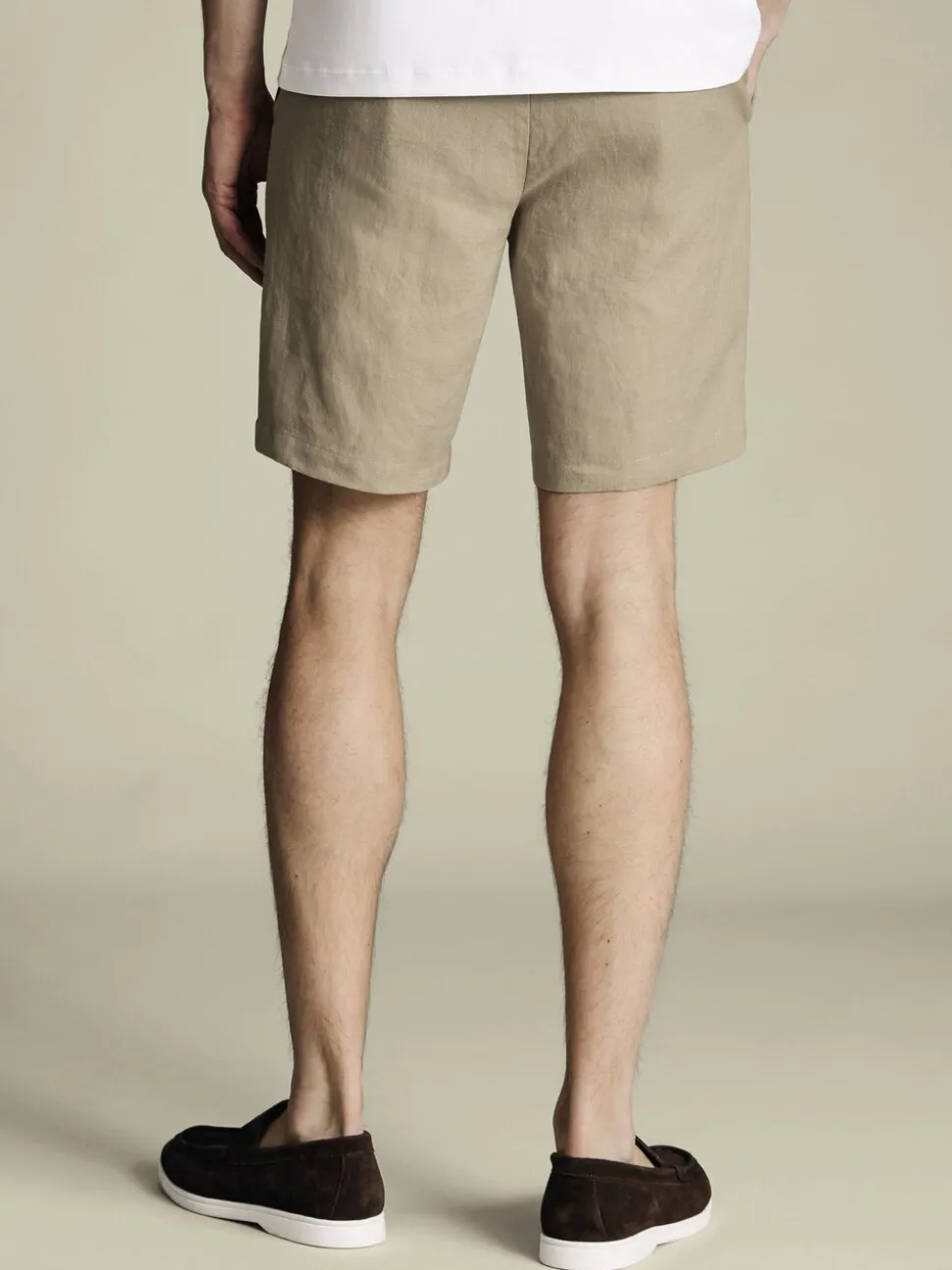 Charles Tyrwhitt Brown 100% Linen Shorts