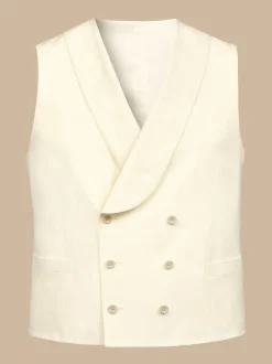 Charles Tyrwhitt Cream Adjustable Fit Morning V2 Suit: Waistcoat