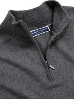 Charles Tyrwhitt Grey Pure Merino Quarter Zip Jumper