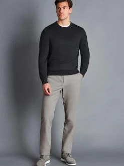 Charles Tyrwhitt Grey Slim Fit French Slim Fit Ultimate Non-iron Chinos