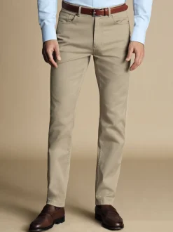 Charles Tyrwhitt Natural cream Twill Slim Fit 5 Pocket Jeans