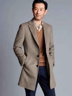 Charles Tyrwhitt Natural Pure Wool Overcoat