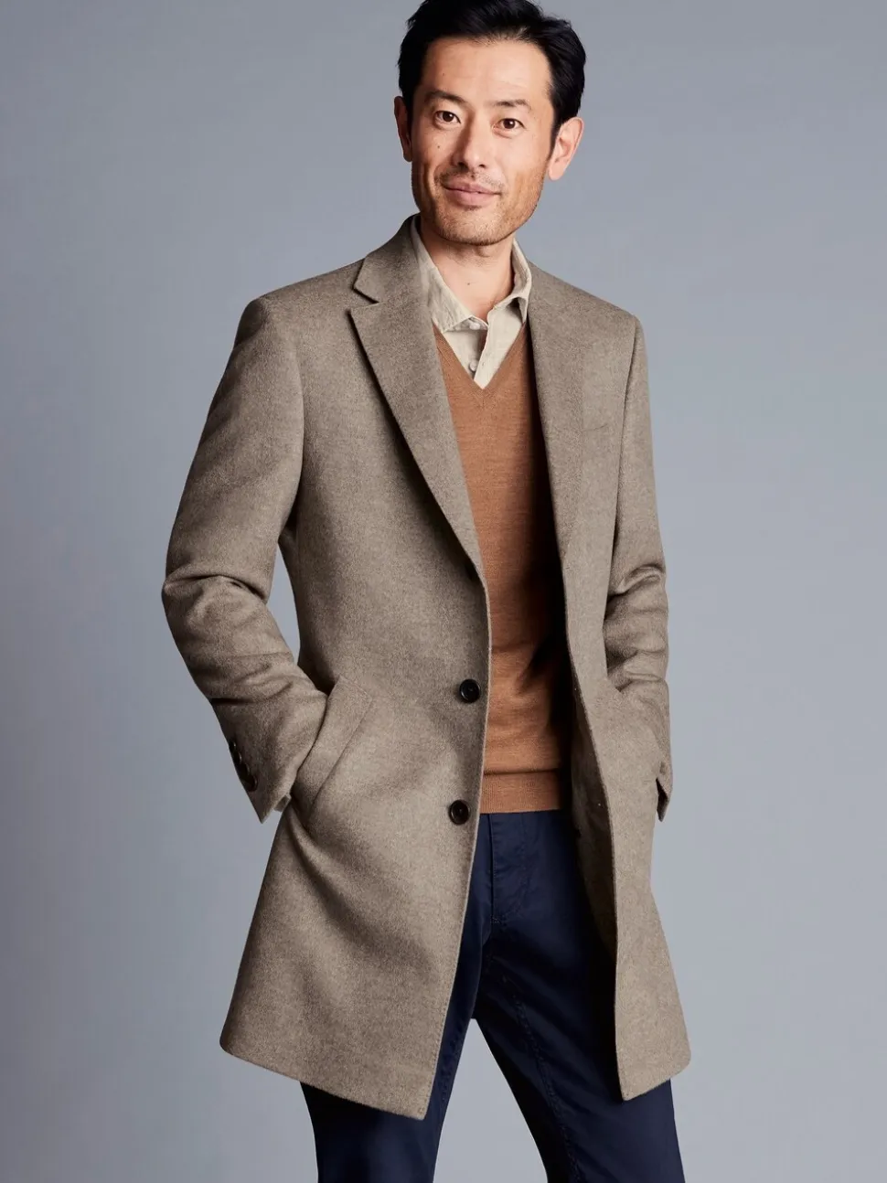 Charles Tyrwhitt Natural Pure Wool Overcoat