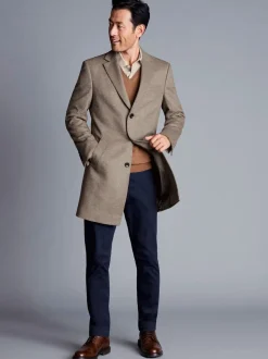 Charles Tyrwhitt Natural Pure Wool Overcoat