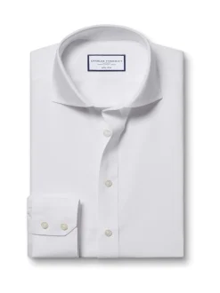 Charles Tyrwhitt White Slim Fit 100% Cotton Cutaway Collar Non Iron Poplin Shirt