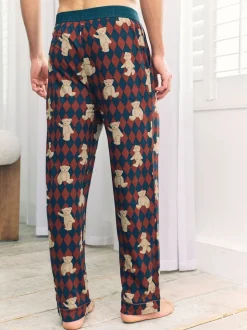 Chelsea Peers Blue Argyle Bear Print Pyjama Bottoms