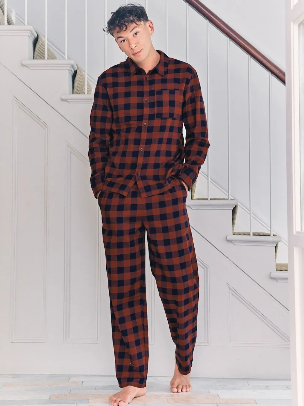 Chelsea Peers Blue Checked Long Pyjamas Set