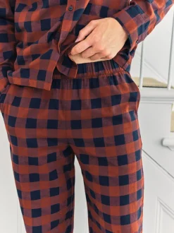 Chelsea Peers Blue Checked Long Pyjamas Set