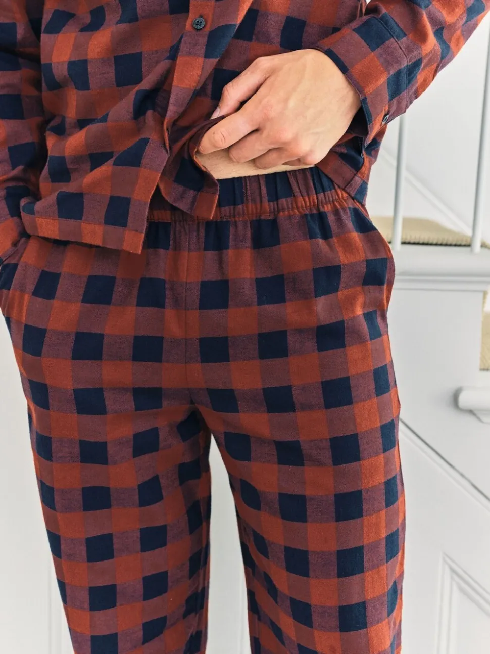Chelsea Peers Blue Checked Long Pyjamas Set