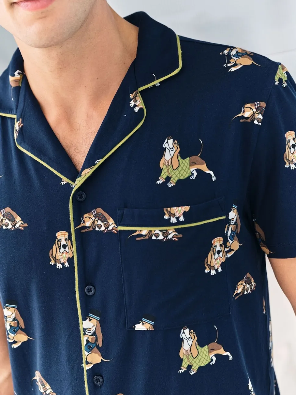 Chelsea Peers Blue Country Hound Dog Print Long Pyjamas Set
