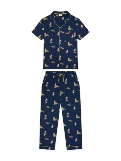 Chelsea Peers Blue Country Hound Dog Print Long Pyjamas Set
