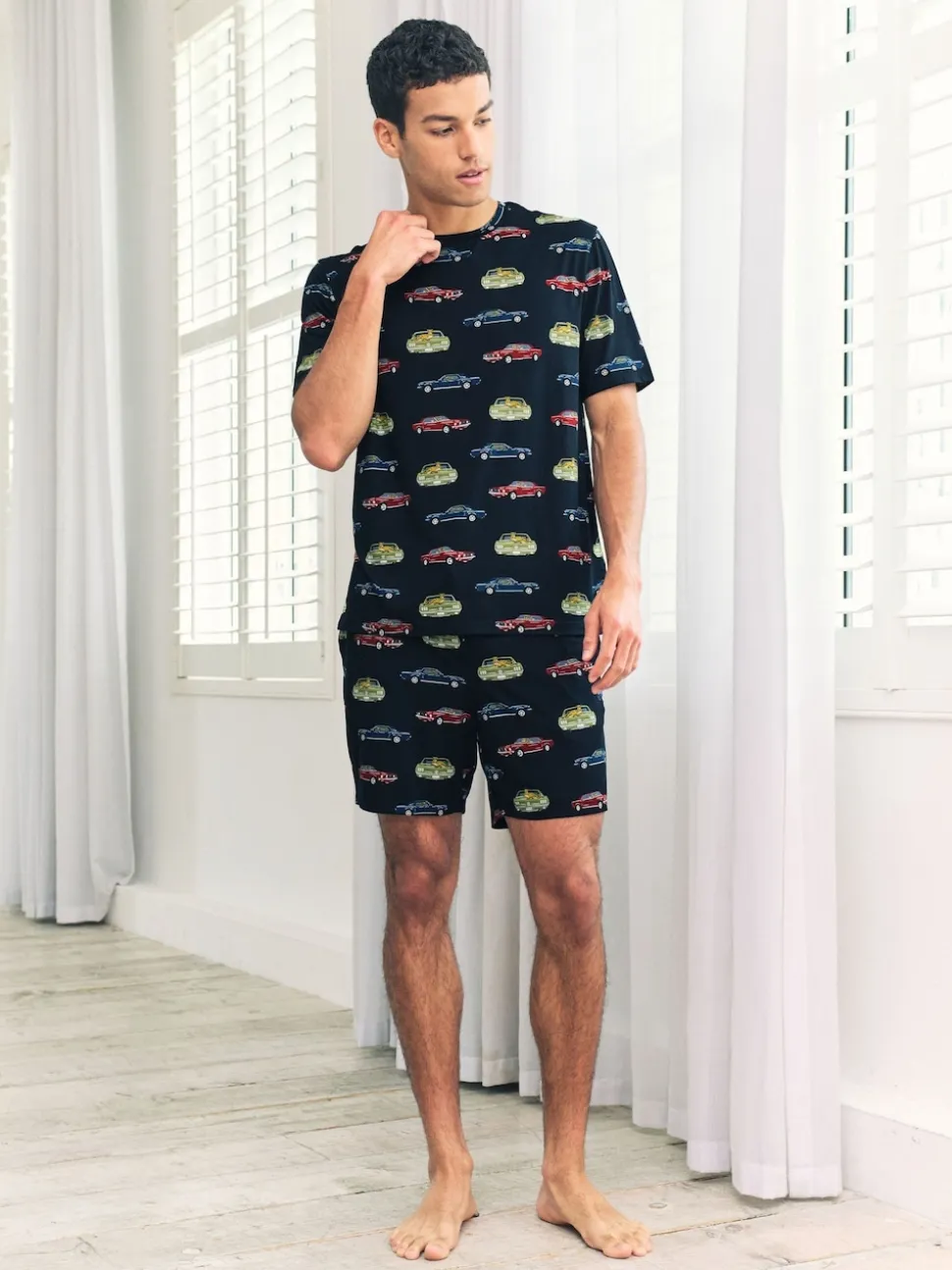 Chelsea Peers Blue Driving Leopards Print Short Pyjamas Set