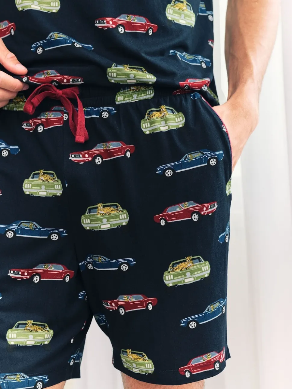 Chelsea Peers Blue Driving Leopards Print Short Pyjamas Set