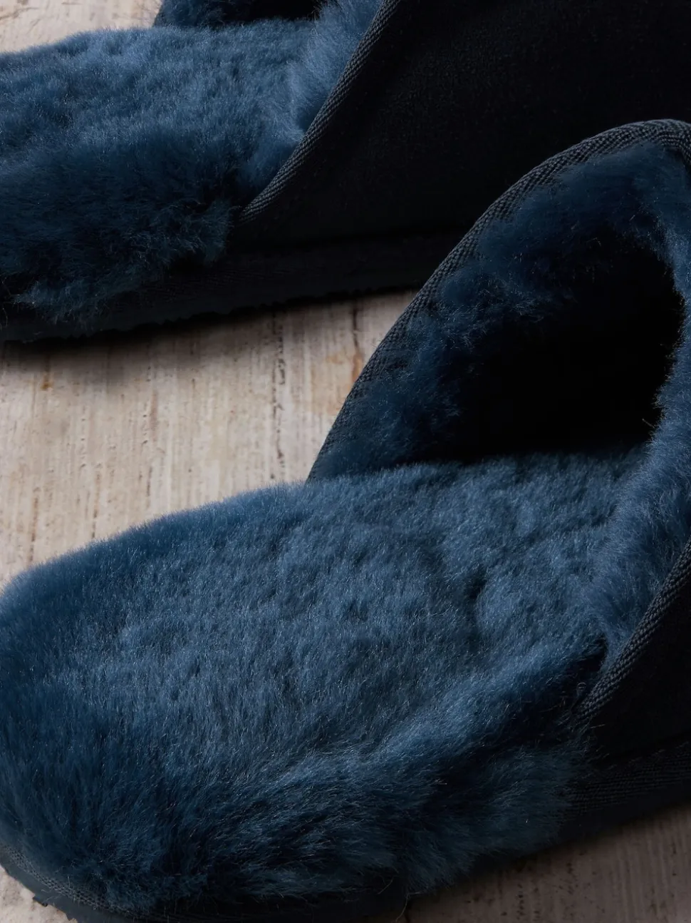 Chelsea Peers Blue Mens Suede Sheepskin Mule Slippers