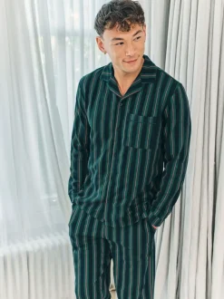 Chelsea Peers Blue Stripe Button Up Long Pyjamas Set