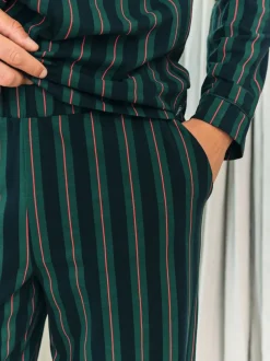 Chelsea Peers Blue Stripe Button Up Long Pyjamas Set