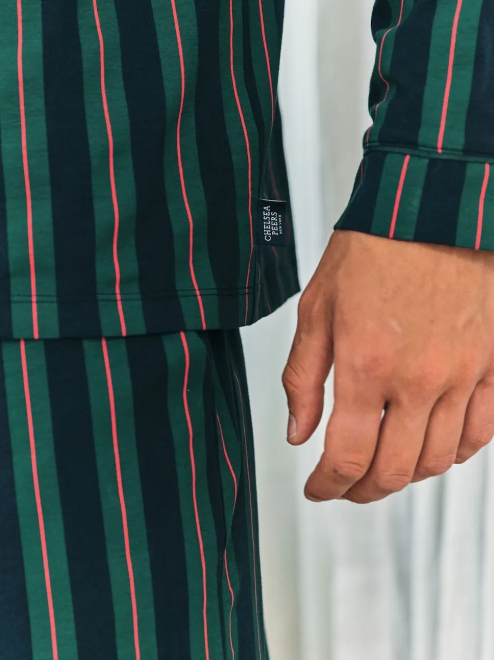 Chelsea Peers Blue Stripe Button Up Long Pyjamas Set