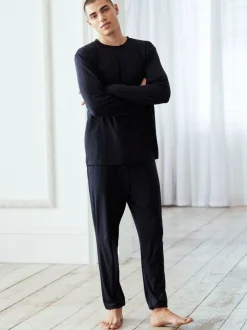 Chelsea Peers Blue TENCEL™ Modal Long Crew Neck Pyjama Set