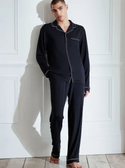 Chelsea Peers Blue TENCEL™ Modal Long Button Up Pyjama Set