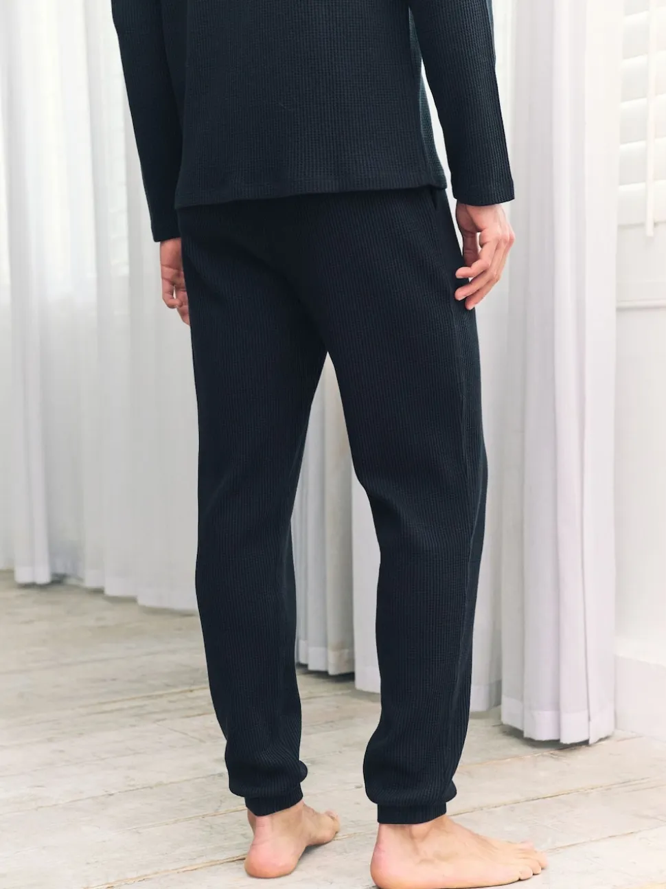 Chelsea Peers Blue Waffle Long Joggers Lounge Bottoms - Navy