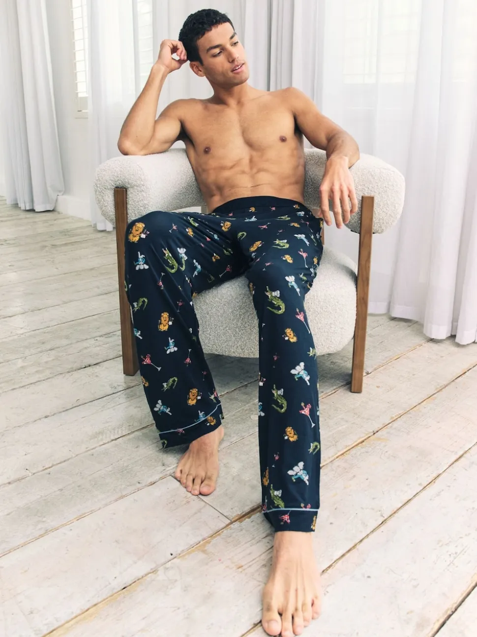 Chelsea Peers Blue Wild Dining Print Pyjama Bottoms