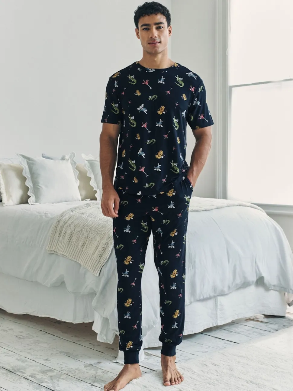 Chelsea Peers Blue Wild Dining Print Pyjamas Set