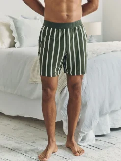 Chelsea Peers Green Stripe Button Up Pyjama Shorts - Khaki