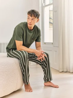 Chelsea Peers Green Stripe Crew Long Pyjamas Set