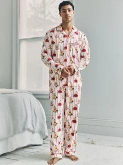 Chelsea Peers Natural Cotton Chip the Christmas Cockapoo Dog Print Long Pyjamas Set